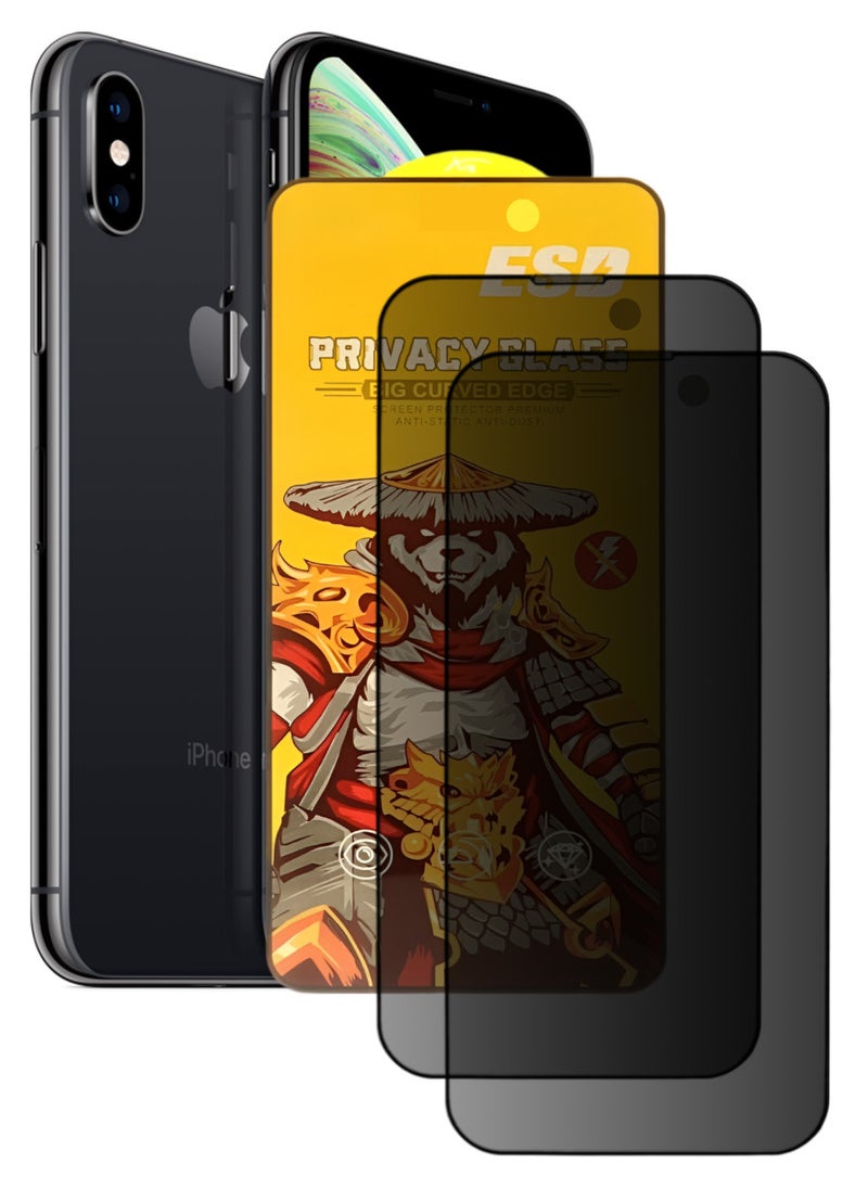 ESD 2 Pieces Tempered Dustproof Privacy Glass Screen Protector Compatible For iPhone XS Max - Image 1