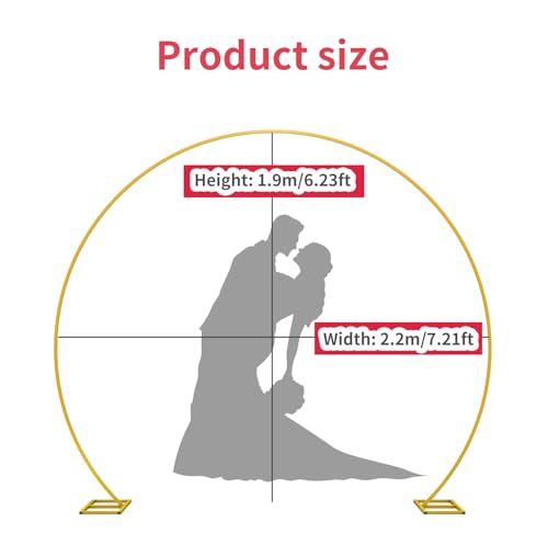IKULE Wedding Arch 8.5FT Round Backdrop Stand Gold Metal Circle Backdrop Stand Circle Balloon Arch Stand Frame for Birthday Party Bridal Shower Anniversary Ceremony Candy Tables Celebration in 1.9m - Image 2