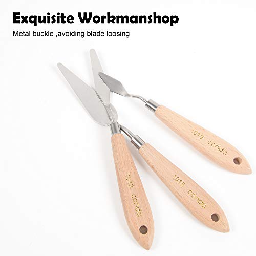 CONDA Artist Palette Knife Set - 5 Pieces Painting Knives for Acrylic, Flexible Stainless Steel Spatula Pallet knife for Mixing Color, Spreading, Applying Oil Paint on Canvases, Wood Handles - Image 5