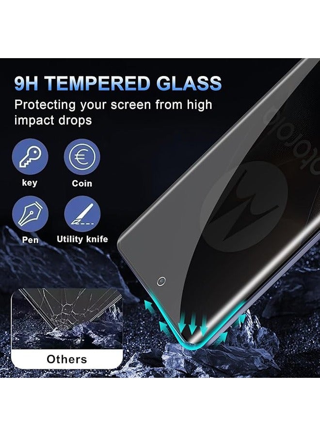 2 Pcs Motorola Edge 60 Fusion 5G Privacy Screen Protector, 9H Tempered Glass Screen Protector for Motorola Edge 60 Fusion 5G, Full Coverage Bubble-Free Tempered Film, Anti-Scratch Film (Anti-Spy Tempered Glass, Edge Adhesive)
