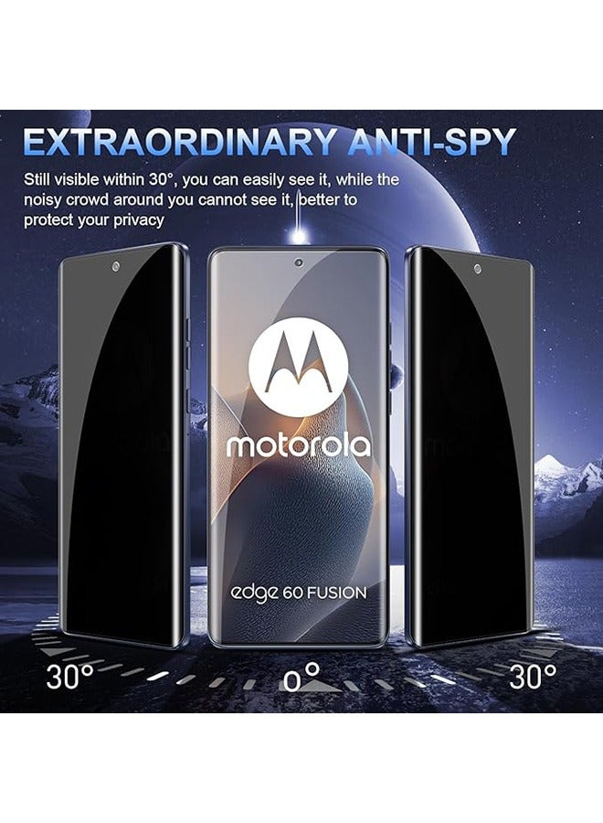 2 Pcs Motorola Edge 60 Fusion 5G Privacy Screen Protector, 9H Tempered Glass Screen Protector for Motorola Edge 60 Fusion 5G, Full Coverage Bubble-Free Tempered Film, Anti-Scratch Film (Anti-Spy Tempered Glass, Edge Adhesive)