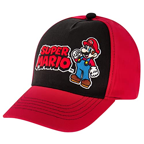 Nintendo Boys Baseball Cap, Super Mario Adjustable Kids Hat for Ages 4-14, Red/Black - Image 1
