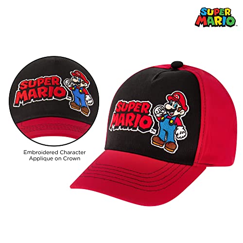 Nintendo Boys Baseball Cap, Super Mario Adjustable Kids Hat for Ages 4-14, Red/Black - Image 3