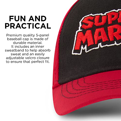 Nintendo Boys Baseball Cap, Super Mario Adjustable Kids Hat for Ages 4-14, Red/Black - Image 4