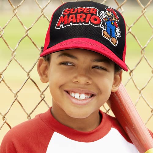 Nintendo Boys Baseball Cap, Super Mario Adjustable Kids Hat for Ages 4-14, Red/Black - Image 2