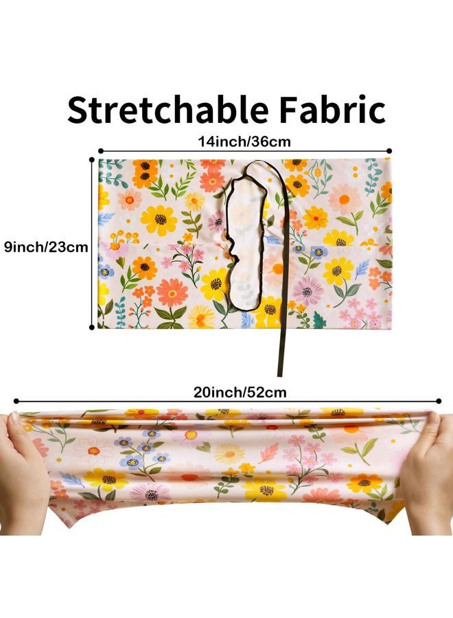 Anseal 1 Pack Floral Pattern Stretchable Book Sleeve Cover for Paperbacks Hardcovers Textbooks up to 9" x 12", Washable Reusable Book Protector with 2 Labels - Image 2