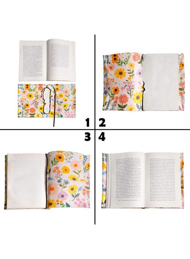 Anseal 1 Pack Floral Pattern Stretchable Book Sleeve Cover for Paperbacks Hardcovers Textbooks up to 9" x 12", Washable Reusable Book Protector with 2 Labels - Image 4
