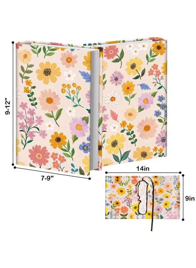 Anseal 1 Pack Floral Pattern Stretchable Book Sleeve Cover for Paperbacks Hardcovers Textbooks up to 9" x 12", Washable Reusable Book Protector with 2 Labels - Image 3