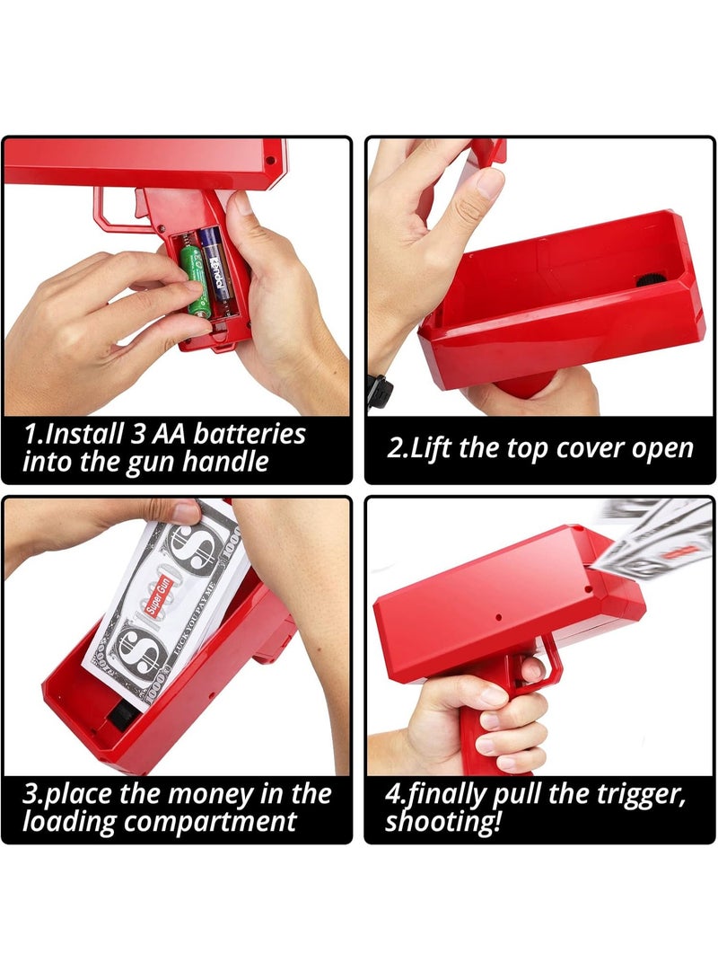 Altheqa Money Gun Shooter: Cash Spray Gun Make it Rain Toy Gun with 100 Pcs Prop Money, Fake Cash Cannon Money Gun Great Fun for Party Games Wedding Birthday - Image 4
