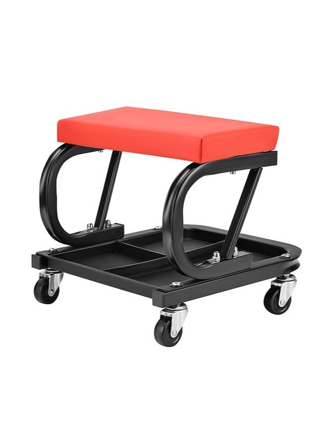 Bukela Rolling Garage Creeper Seat with Tool Tray -36.2x35.7x33.5cm- Workshop Rolling Chair with Padded Seat, Swivel Casters, 3-Division Tool Organizer -Ideal for Auto Repair, Detailing DIY Projects - Image 2
