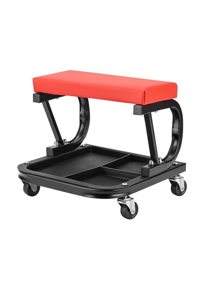 Bukela Rolling Garage Creeper Seat with Tool Tray -36.2x35.7x33.5cm- Workshop Rolling Chair with Padded Seat, Swivel Casters, 3-Division Tool Organizer -Ideal for Auto Repair, Detailing DIY Projects - Image 3