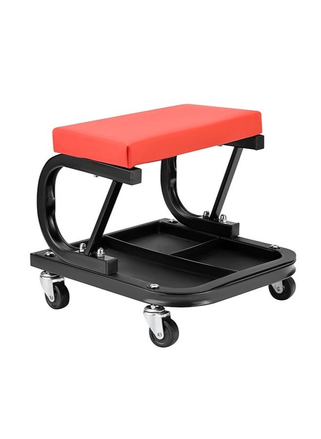 Bukela Rolling Garage Creeper Seat with Tool Tray -36.2x35.7x33.5cm- Workshop Rolling Chair with Padded Seat, Swivel Casters, 3-Division Tool Organizer -Ideal for Auto Repair, Detailing DIY Projects - Image 4