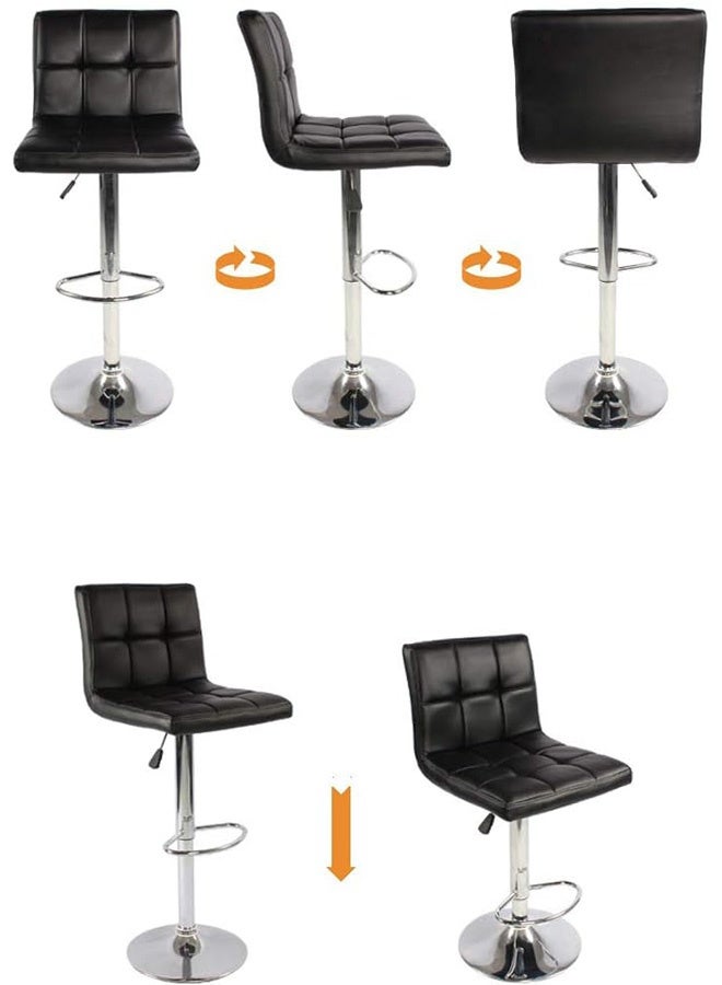 JCB CHIC Bar Stools, 360° Swivel Adjustable Height Bar Chair, Modern PU Leather Counter Stool with Chrome Base for Kitchen, Cafe, Bistro - Image 4