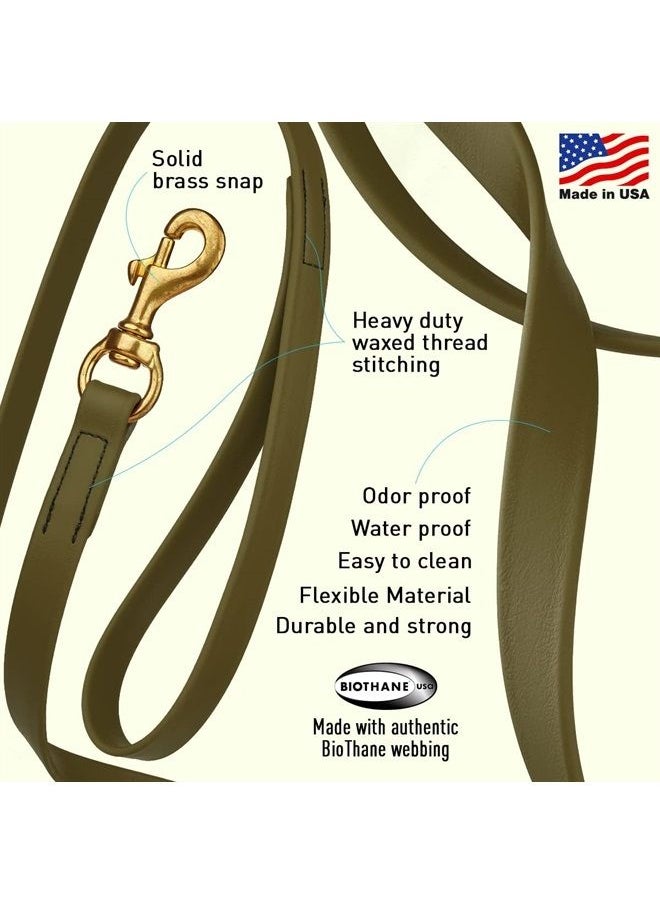 Viper Biothane K9 Working Dog Leash Waterproof Lead for Tracking Training Schutzhund Odor-Proof Long Line with Solid Brass Snap for Puppy Medium and Large Dogs 6ft, Olive Drab Green  - Image 1