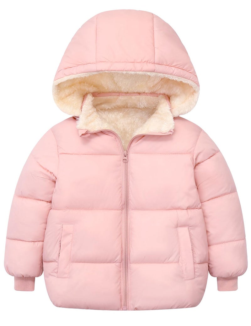 TUONROAD Size 5 Toddler Fleece Coats for Kids Girl Pink Hooded Down Jackets 45 Year Old Girls Winter Padded Puffer Jacket Playwear 4t 5t Child Casual Outwear Windproof Clothing Party Outerwear
