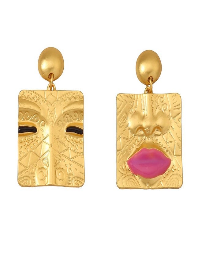OIDIMS Fashion Ladies Face Earring for Women Unique Vintage Asymmetry Human Facial Features Dangle Drop Personalized Punk Style Abstract Bohemian Earrings Classic Gold-Tone Plated Jewelry for Mother Her - Image 1
