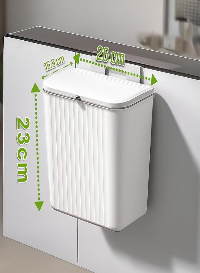 TONY STARK Plastic Hanging Kitchen Trash Can With Lid, Double-Sided Open Lid Design, Kitchen Trash Can, Kitchen Cabinet Door Hanging Wall Storage Bucket (7 Litre, White) - Image 2