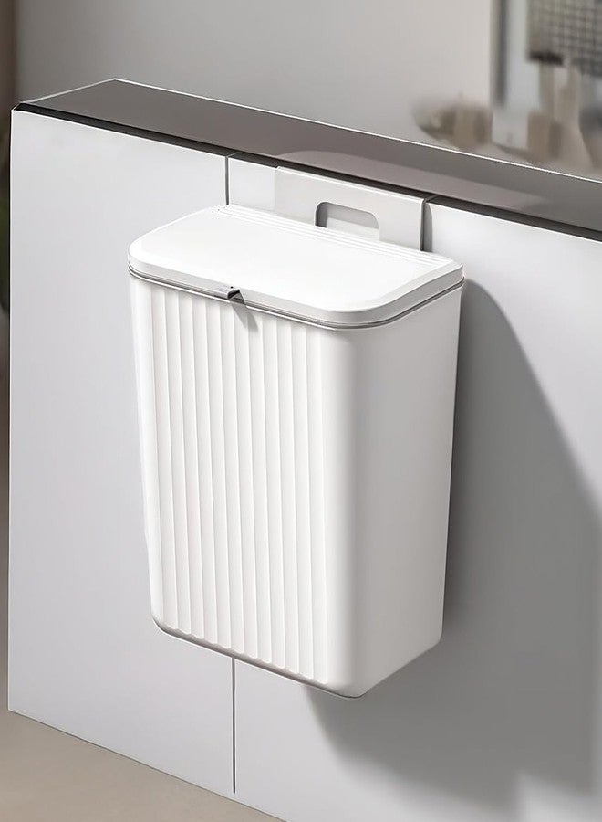TONY STARK Plastic Hanging Kitchen Trash Can With Lid, Double-Sided Open Lid Design, Kitchen Trash Can, Kitchen Cabinet Door Hanging Wall Storage Bucket (7 Litre, White) - Image 1