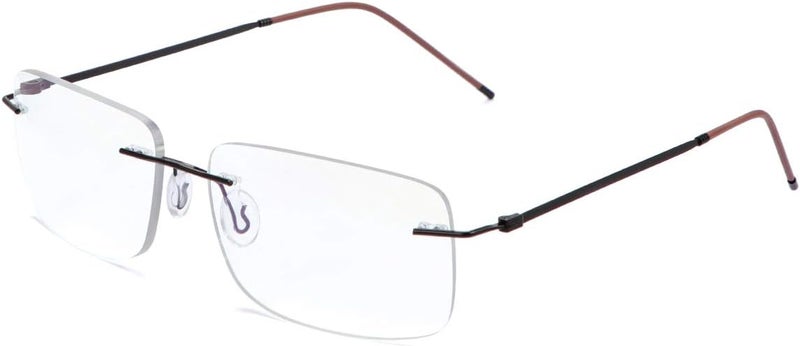 MIRYEA Rimless Progressive Multifocus Reading Glasses Blue Light Blocking No Line Multifocal Computer Readers for Women Men Unisex Rectangular Eyewear Titanium Lightweight Magnification Presbyopia Eyeglasses - Image 1