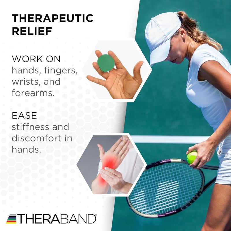 TheraBand Hand Exerciser Squeeze Ball - Green Medium for Grip Strength and Dexterity - Image 4