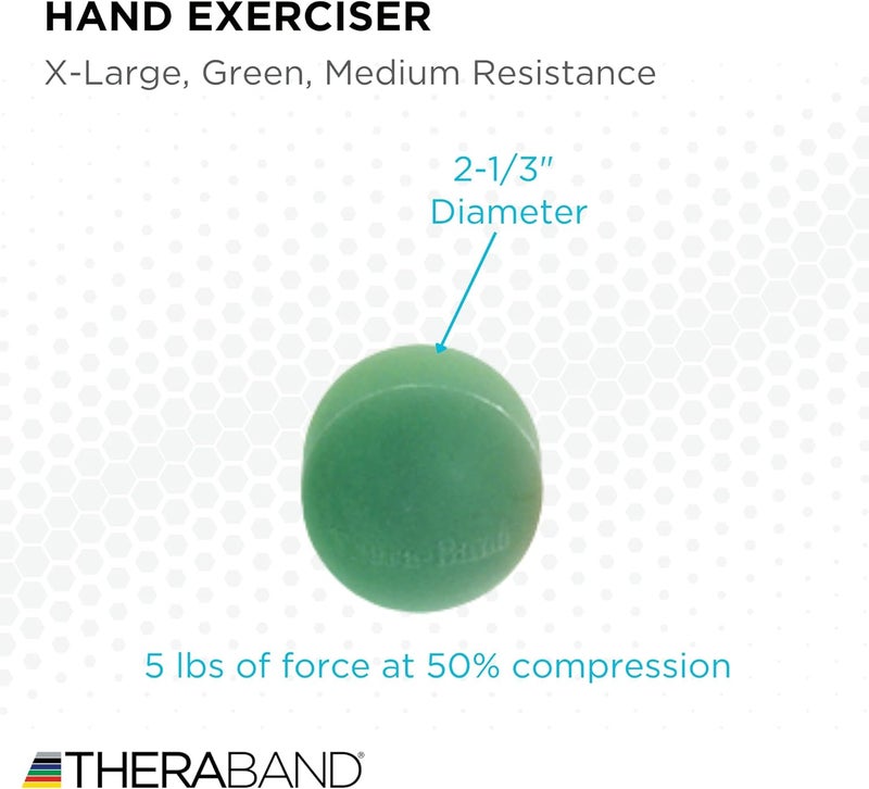 TheraBand Hand Exerciser Squeeze Ball - Green Medium for Grip Strength and Dexterity - Image 3