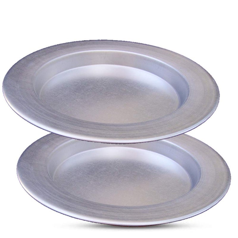 Frigya Kunefe Plate Large - Cooking and Serving Plates for Shredded Kadaifi, Phyllo, Fillo Dough Pan/Turkish Dessert Dough Burner - Set of 2 Silver Color Aluminum Pans (Large Serving) - Image 1
