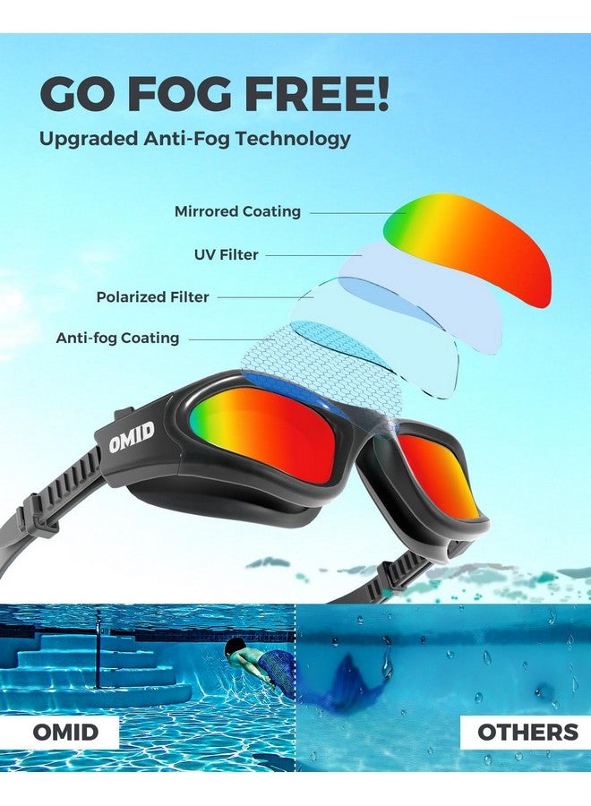 OMID Swim Goggles Comfortable Polarized Swimming Goggles Antifog Leak Proof Uv Protection Crystal Clear Vision Swim Goggles Men Women Adult (Red) - Image 5