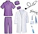 TOGROP Doctor Costume for Kids Scrubs Pants with Accessories Set Children Party Cosplay Purple 78 Years - Image 4