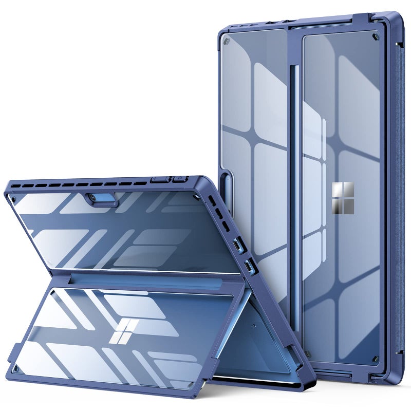 INFILAND Case, Crystal Clear Multi-Angle Shockproof for Microsoft Surface Pro 9/10, Compatible with Surface Pro Signature Keyboard & Slim Pen 2, Blue - Image 1