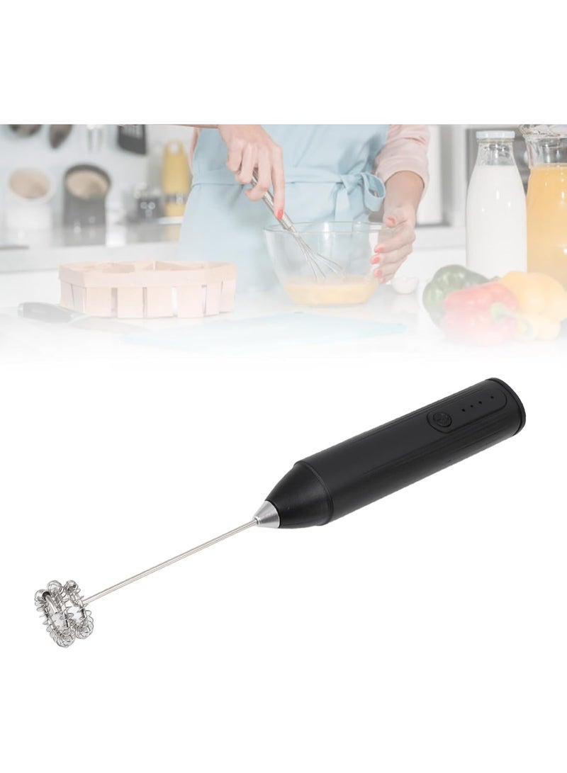 خافق حليب كهربائي للقهوة – صانع رغوة يدوي بمضرب من الفولاذ المقاوم للصدأ، قابل للشحن عبر USB، بثلاث سرعات، مناسب للاتيه والكابتشينو والشوكولاتة الساخنة (أسود / أبيض) - Image 5