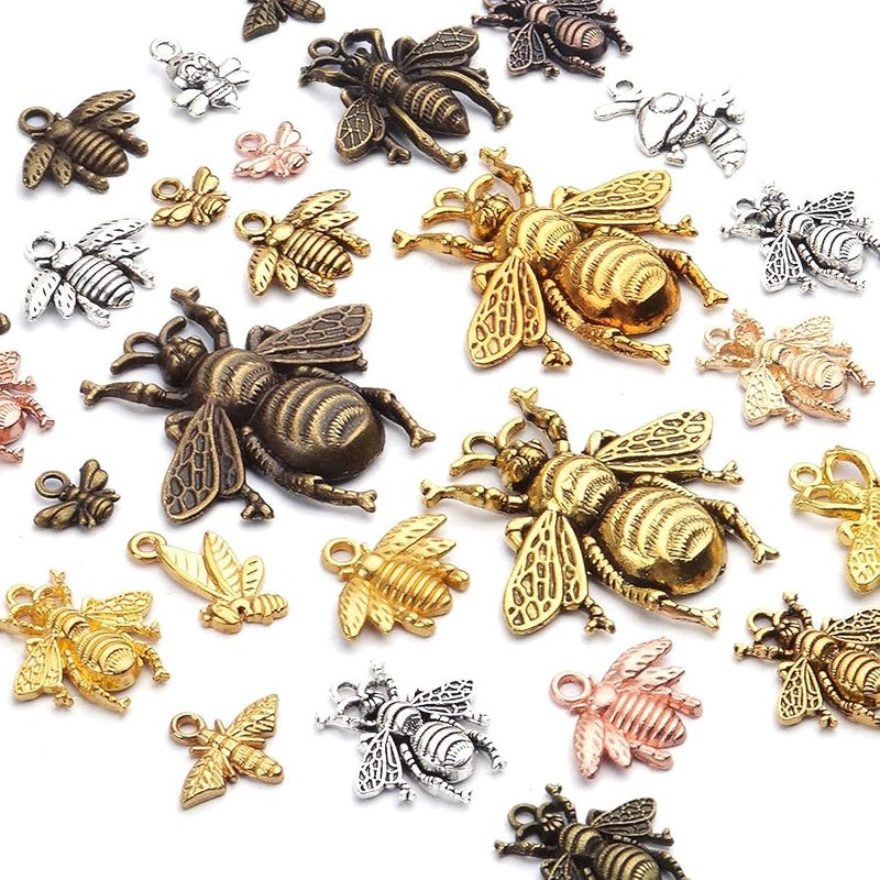 Jdesun 100g Alloy Bee Charm Mixed Honey Bee Pendant Charms Vintage Insect Jewelry Findings for DIY Necklace Bracelet Crafts,40-80pcs - Image 5