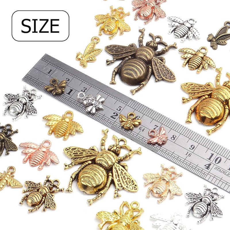 Jdesun 100g Alloy Bee Charm Mixed Honey Bee Pendant Charms Vintage Insect Jewelry Findings for DIY Necklace Bracelet Crafts,40-80pcs - Image 3
