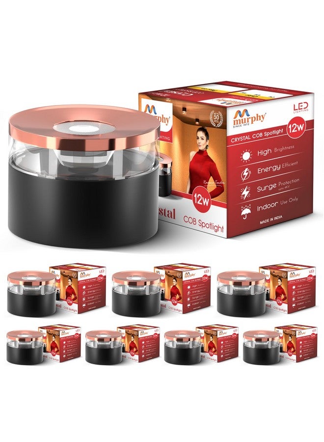 Murphy 12W Crystal Black Rose Gold Cylindrical COB Surface Lights for Ceiling (Warm White, Pack of 8) - Image 2