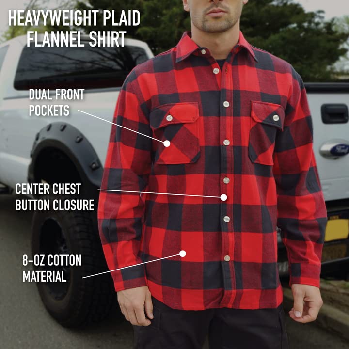 Rothco Buffalo Plaid Flannel Shirt - Rugged Comfortable and Warm Outdoor Shirt Jacket (US, Alpha, X-Large, Regular, Regular, Red Plaid) - Image 2