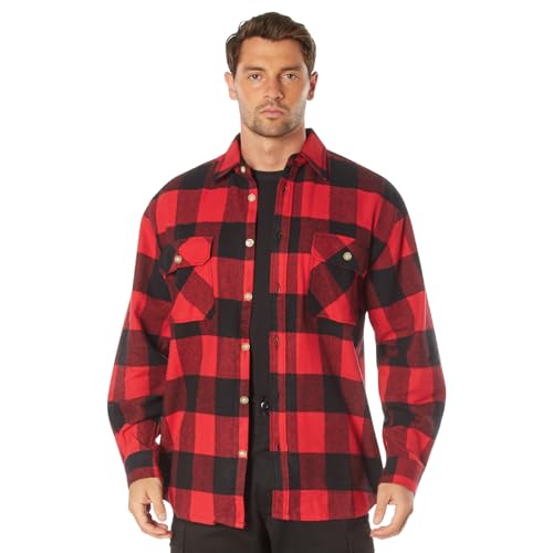 Rothco Buffalo Plaid Flannel Shirt - Rugged Comfortable and Warm Outdoor Shirt Jacket (US, Alpha, X-Large, Regular, Regular, Red Plaid) - Image 1