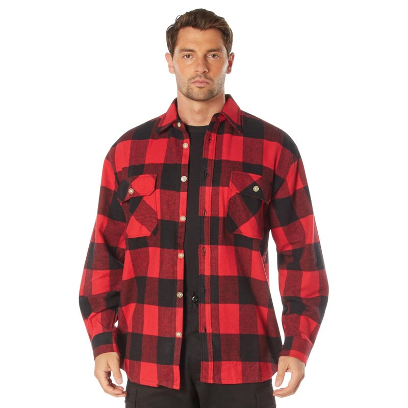 Rothco Buffalo Plaid Flannel Shirt - Rugged Comfortable and Warm Outdoor Shirt Jacket (US, Alpha, X-Large, Regular, Regular, Red Plaid) - Image 5