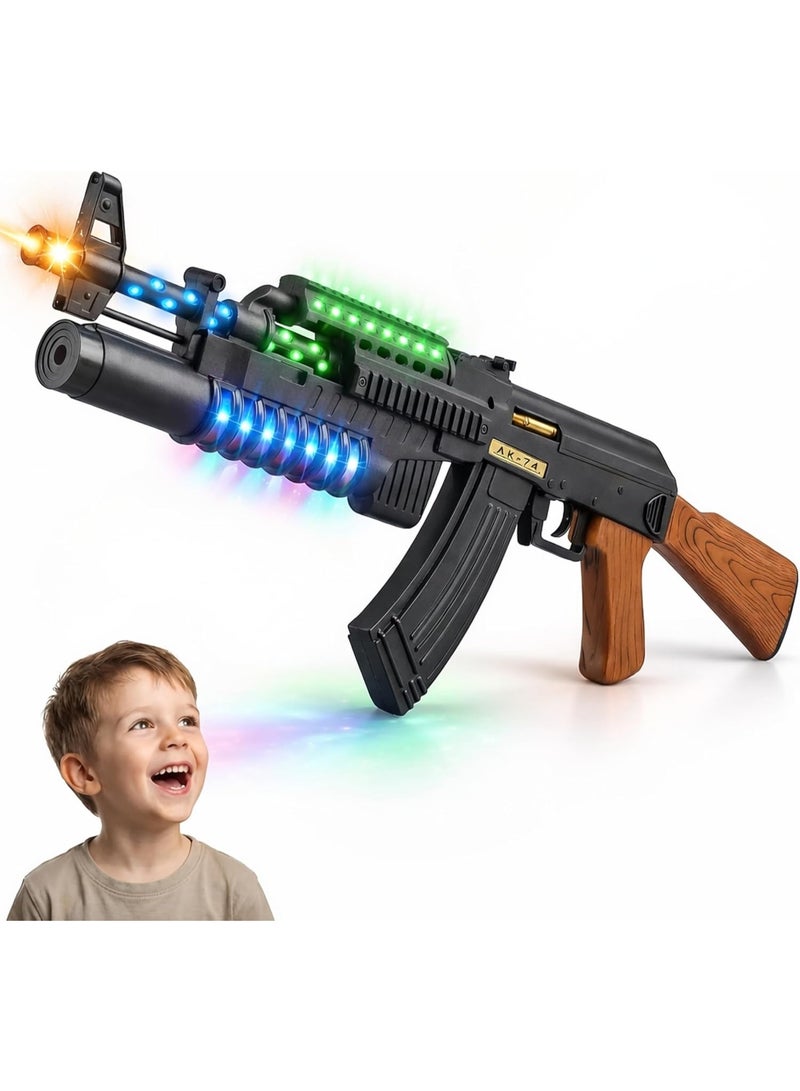 ARGT AK-74 Toy Gun for Kids with Lights Sound & Vibration, Electronic Machine Gun with Moving Bullets, LED Flashing Army Rifle Toy for Boys Girls Age 6+ - Image 1