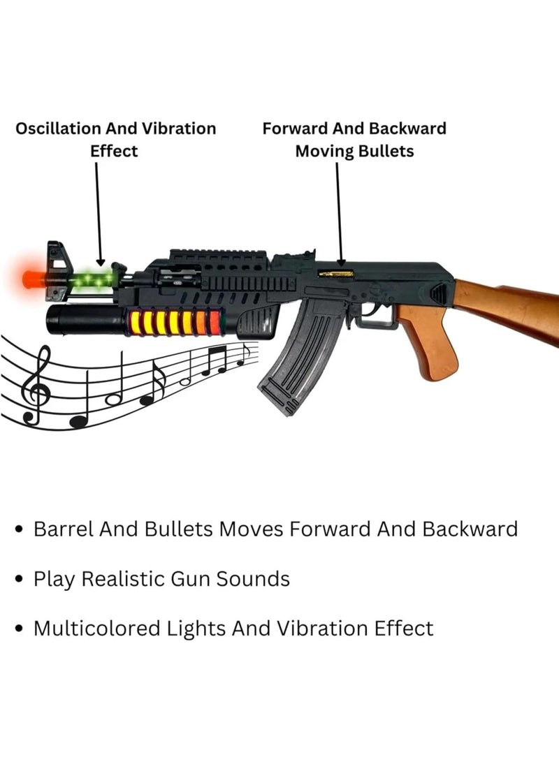ARGT AK-74 Toy Gun for Kids with Lights Sound & Vibration, Electronic Machine Gun with Moving Bullets, LED Flashing Army Rifle Toy for Boys Girls Age 6+ - Image 3