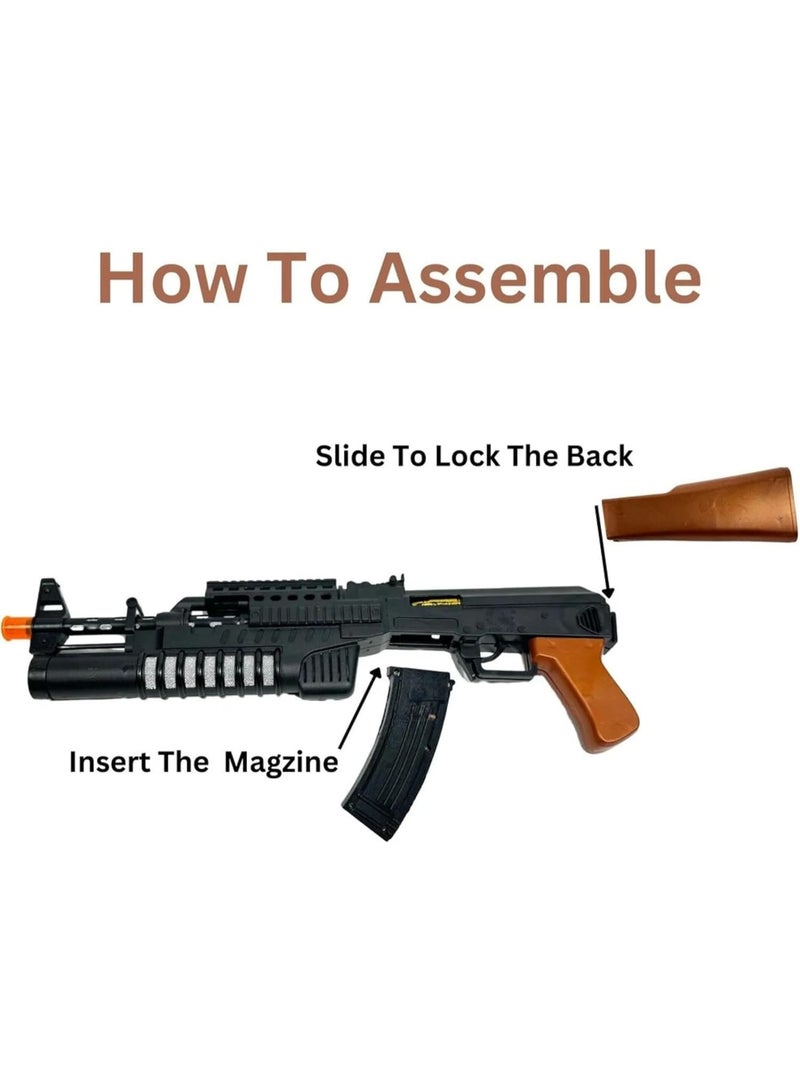 ARGT AK-74 Toy Gun for Kids with Lights Sound & Vibration, Electronic Machine Gun with Moving Bullets, LED Flashing Army Rifle Toy for Boys Girls Age 6+ - Image 4