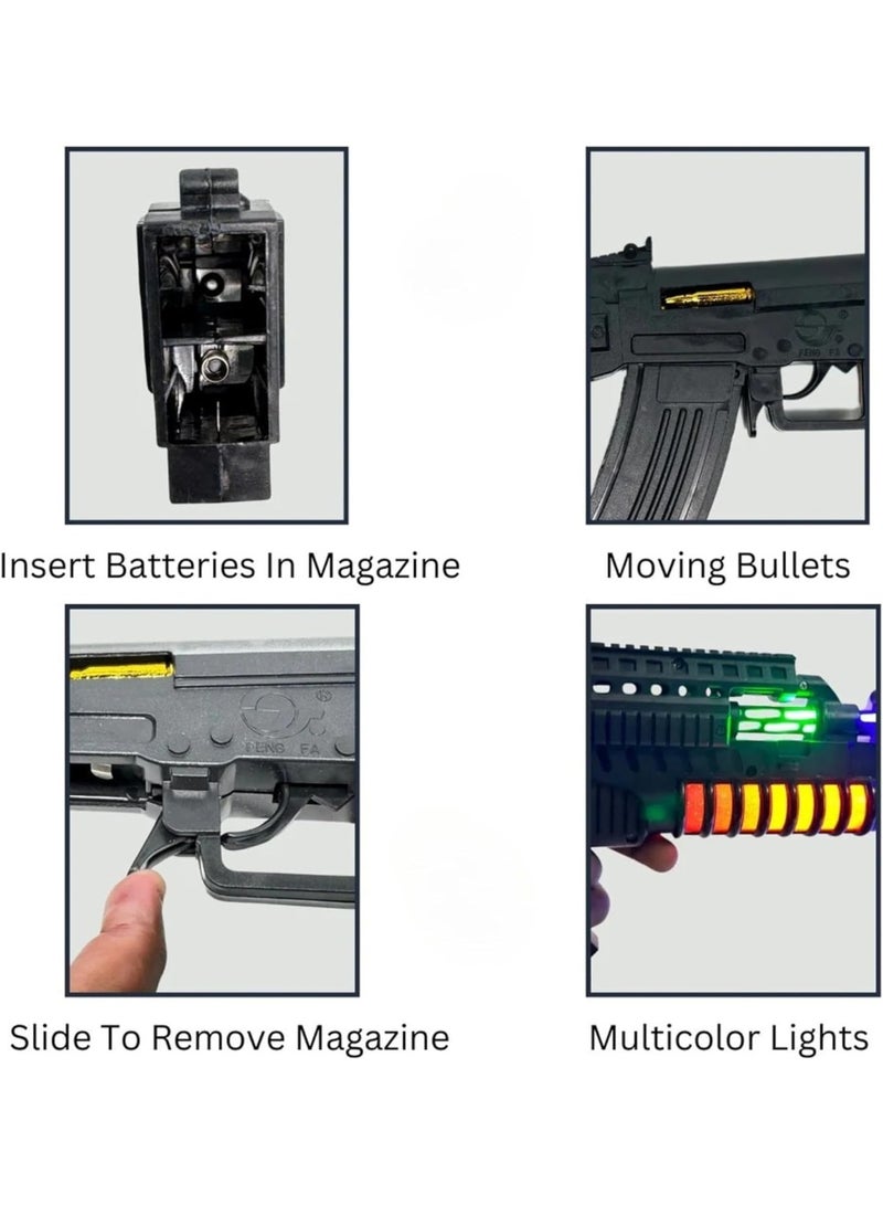 ARGT AK-74 Toy Gun for Kids with Lights Sound & Vibration, Electronic Machine Gun with Moving Bullets, LED Flashing Army Rifle Toy for Boys Girls Age 6+ - Image 5