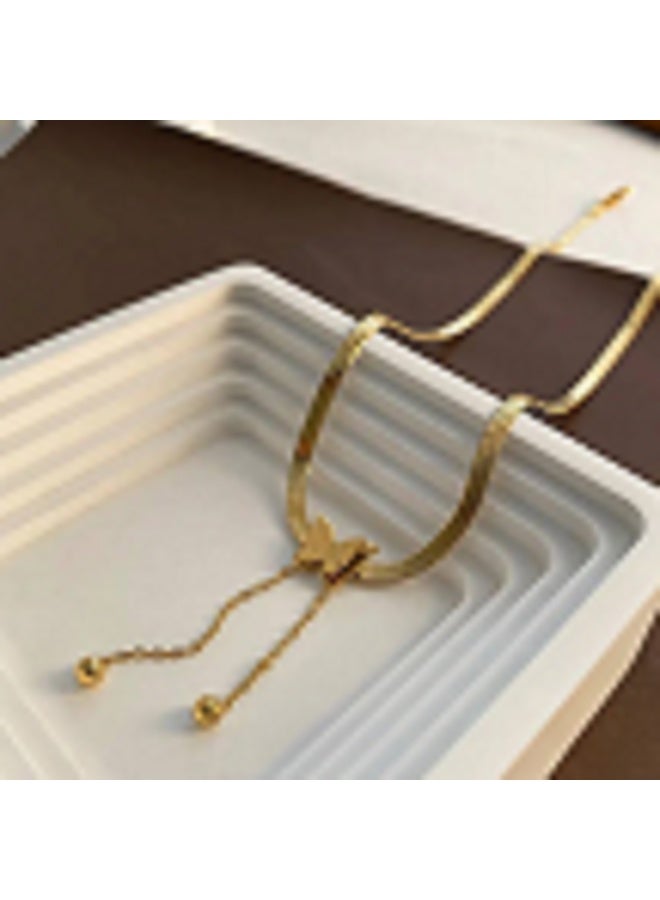 MANIKAN Gold Plated Butterfly Necklace with Dangling Ball Charms - Image 4