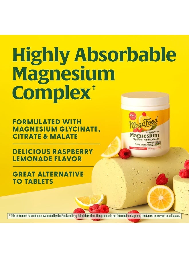 MegaFood Relax And Calm Magnesium Highly Absorbable Glycinate, Citrate And Malate Powder Raspberry Lemonade Flavor 200 Gram 50 Servings  - Image 5