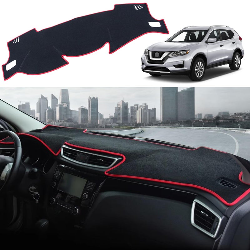 YOFAMO Dashboard Cover Dash Cover Mat Pad Carpet Custom Fit for Nissan Rogue 2014 2015 2016 2017 2018 2019 2020 Accessories Anti-Skid Center Console Protector Cover Mat(Red Edge) - Image 1