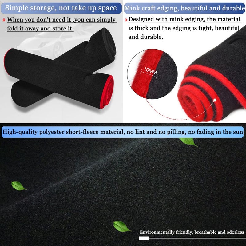 YOFAMO Dashboard Cover Dash Cover Mat Pad Carpet Custom Fit for Nissan Rogue 2014 2015 2016 2017 2018 2019 2020 Accessories Anti-Skid Center Console Protector Cover Mat(Red Edge) - Image 5
