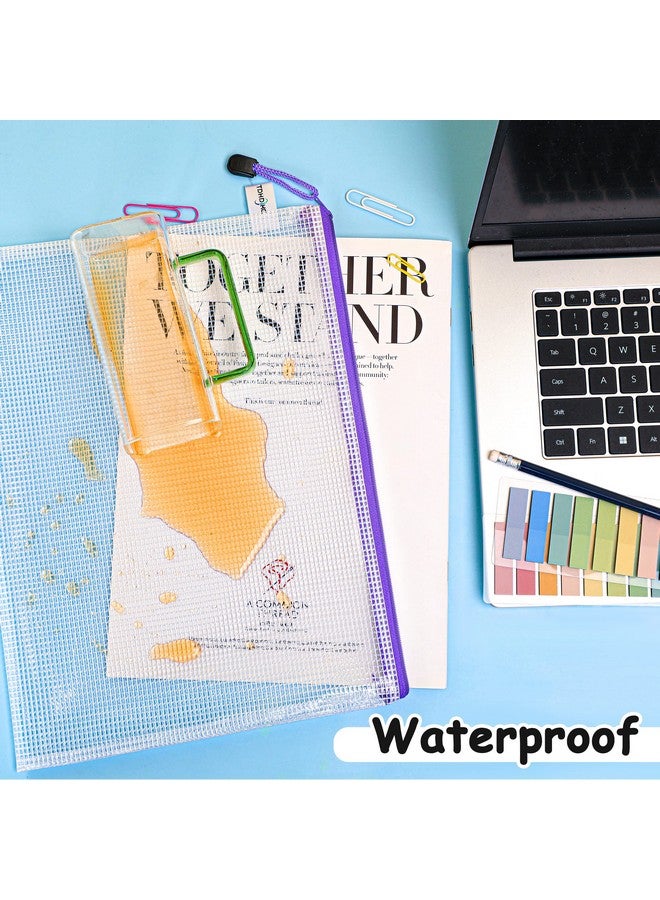 TDHDIKE Mesh Zipper Pouch 30Pcs Waterproof Zipper Bags 8 Sizes 8 Colors Plastic Document Pouch For Organizing School Supplies, Office Appliances, Home Organize And Travel Storage  - Image 4