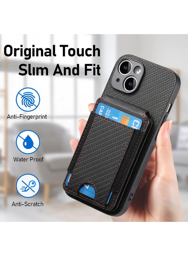 S-TOP Case For iPhone 13 Pro Carbon Fiber Vertical Flip Wallet Stand Phone Case - Image 5