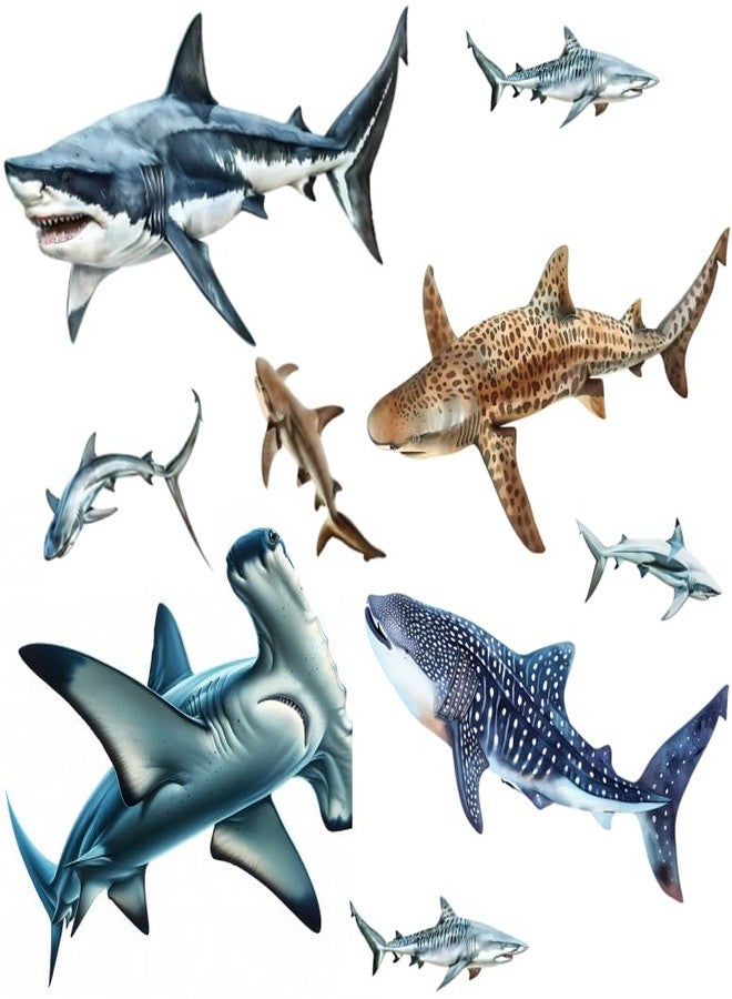 Zaiphany Shark Window Clings Stickers, Shark Wall Decals Peel and Stick Kids Room Toddler Bathroom Decor - Image 1