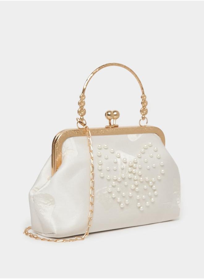 Styli - Butterfly Pearl Clutch with Chain Strap - Image 1