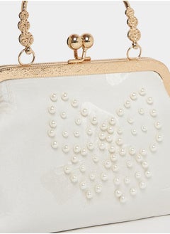 Styli Butterfly Pearl Clutch with Chain Strap  - Image 3