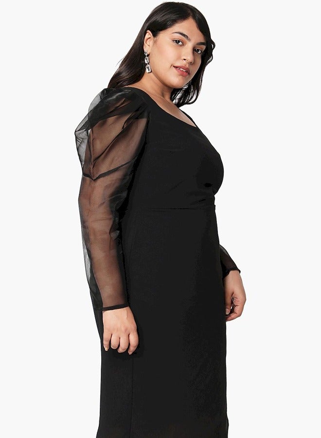 ميش فستان بأكمام منفوشة - Image 3